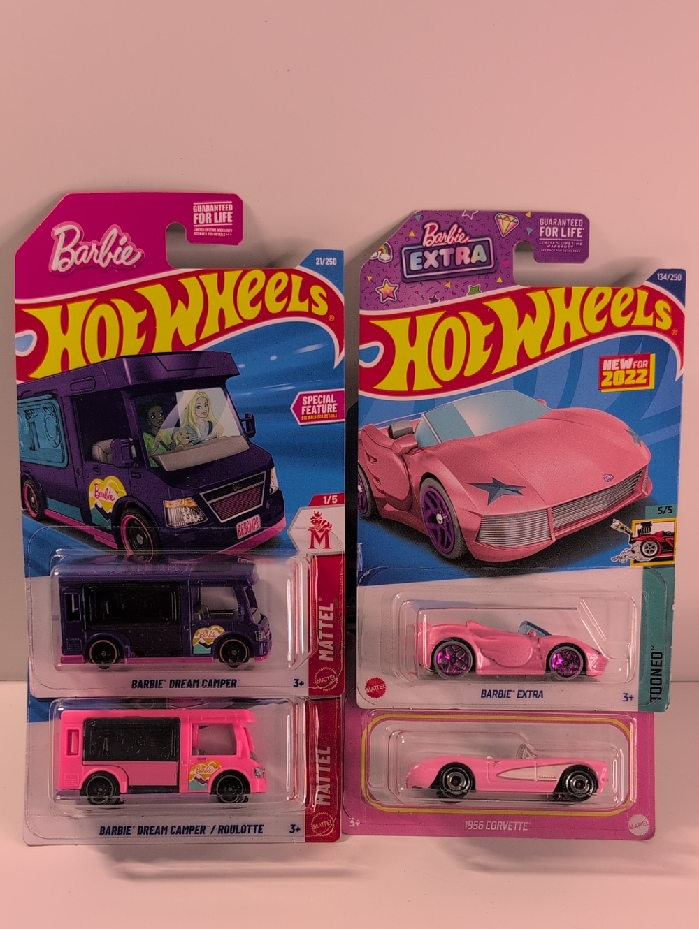 Hot Wheels Barbie Dream Camper Extra 56 Corvette Movie Mattel Lot 4 Pink Purple